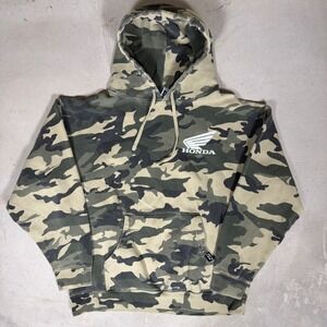 Honda Mens Camo Hoodie Green Brown Camouflage Racing Factory EffexSweatshirt L